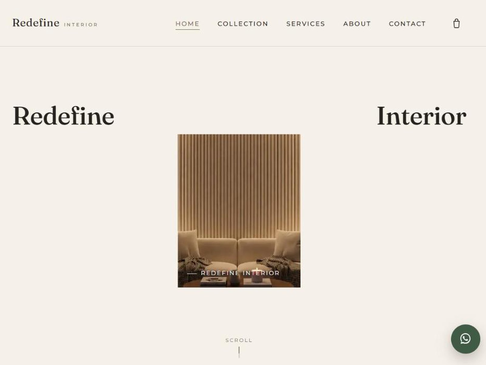Redefine Interior concept site homepage