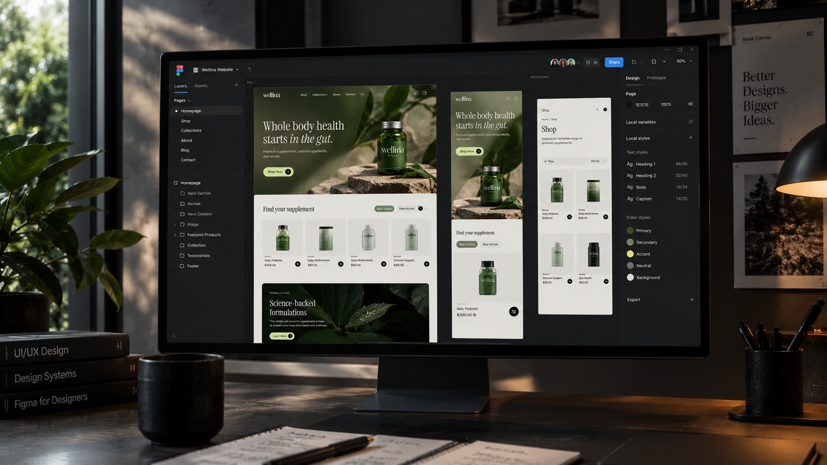 Blank Canvas, a website build laid out in Figma
