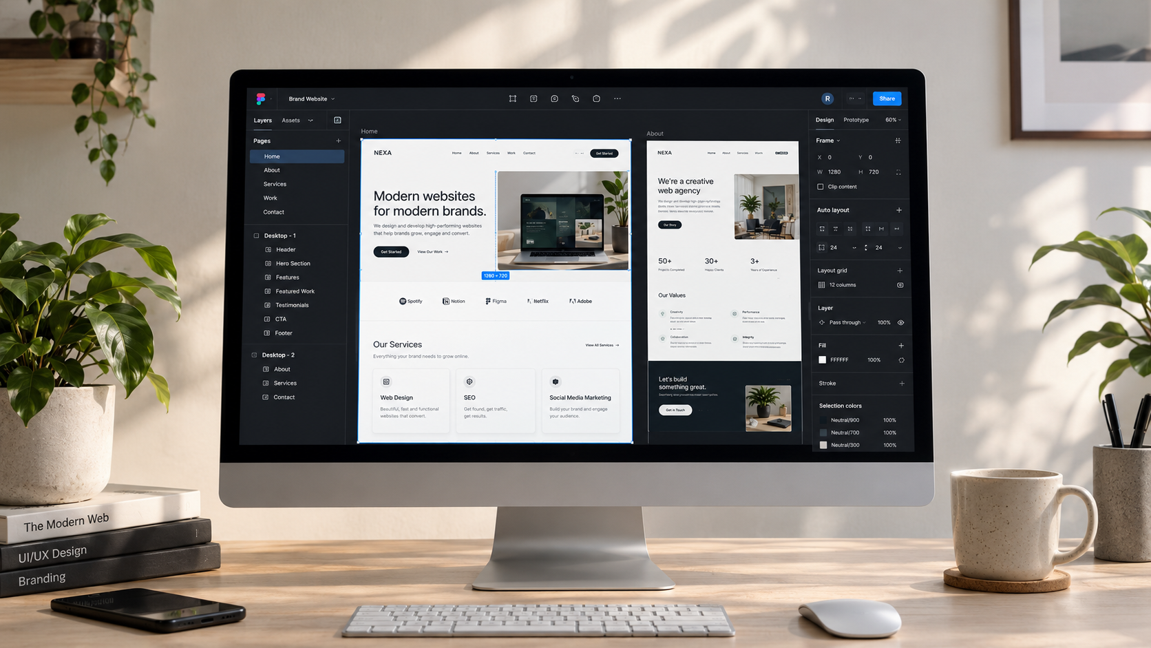 Blank Canvas, a website homepage laid out in Figma
